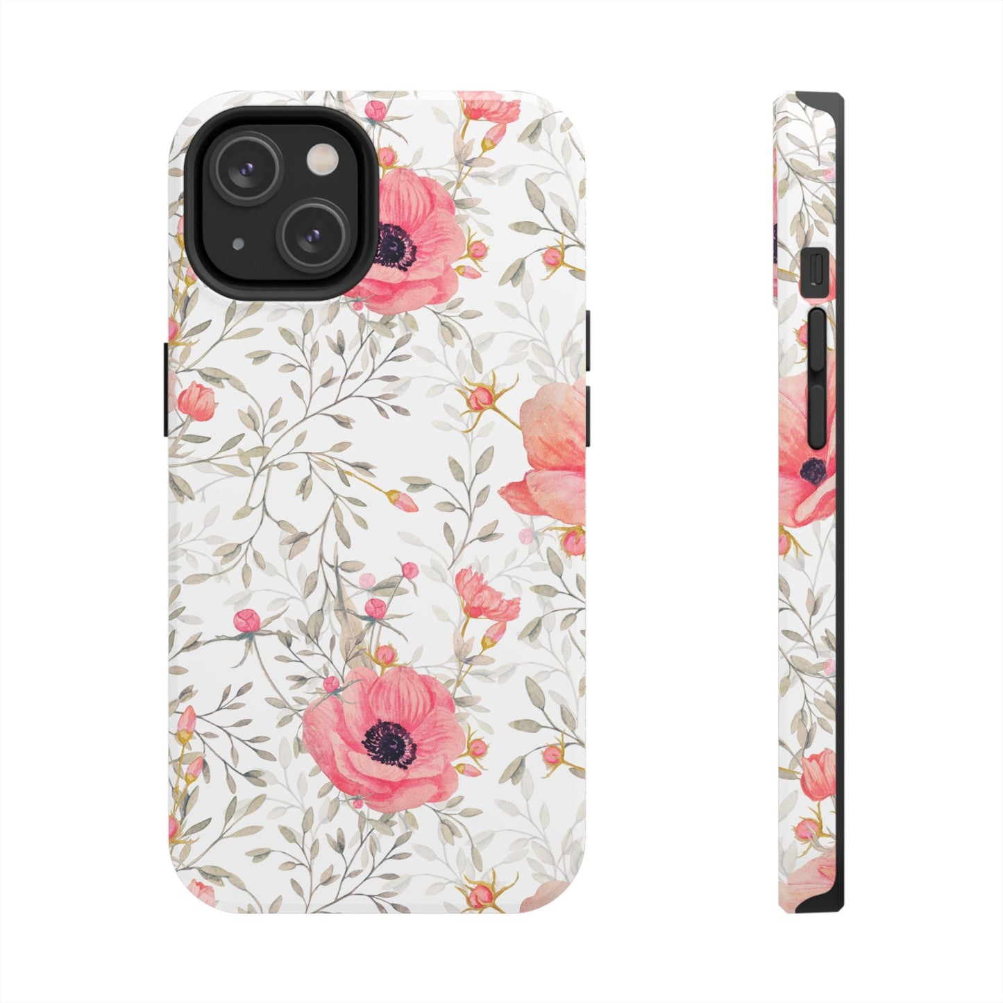 Pink Floral Watercolor iPhone Case – Feminine Poppy Blossom Design - BOGO Cases