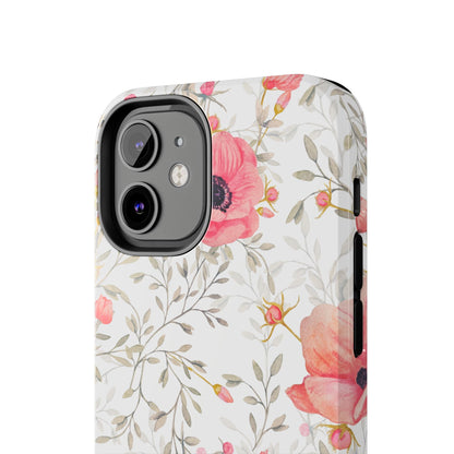 Pink Floral Watercolor iPhone Case – Feminine Poppy Blossom Design - BOGO Cases