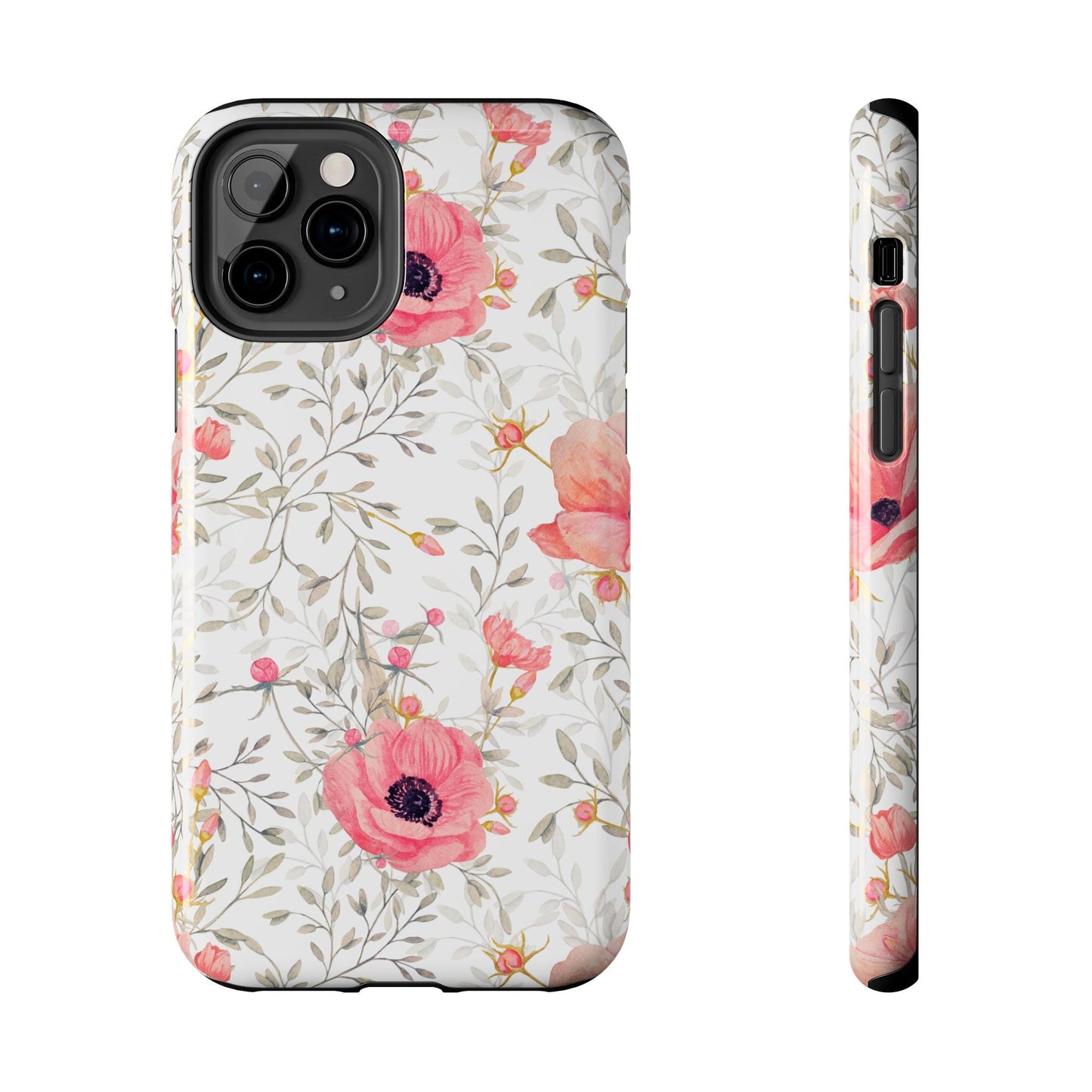 Pink Floral Watercolor iPhone Case – Feminine Poppy Blossom Design - BOGO Cases