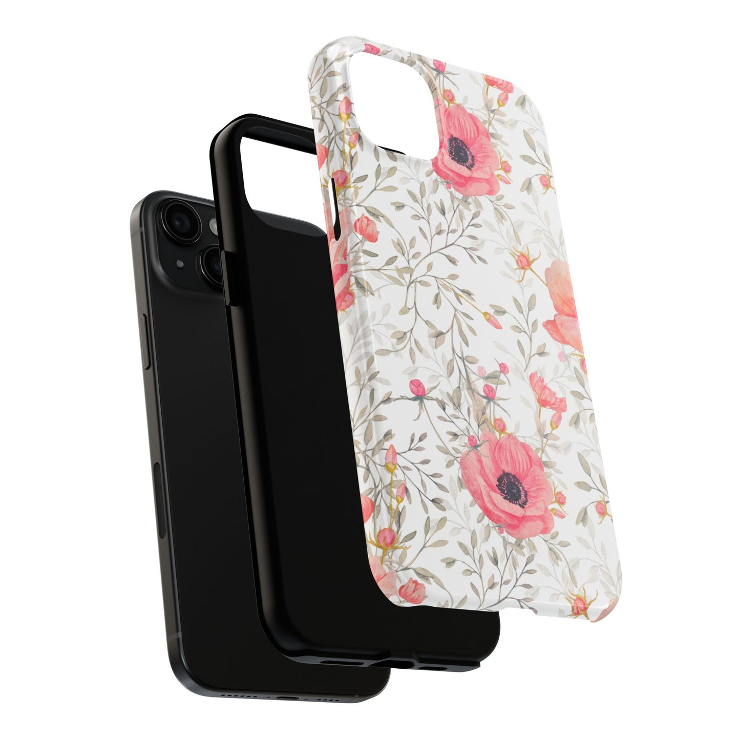 Pink Floral Watercolor iPhone Case – Feminine Poppy Blossom Design - BOGO Cases