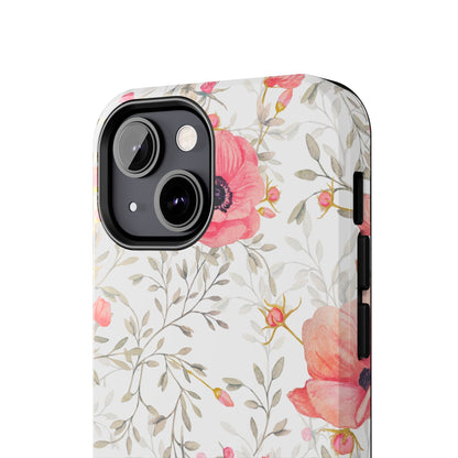 Pink Floral Watercolor iPhone Case – Feminine Poppy Blossom Design - BOGO Cases
