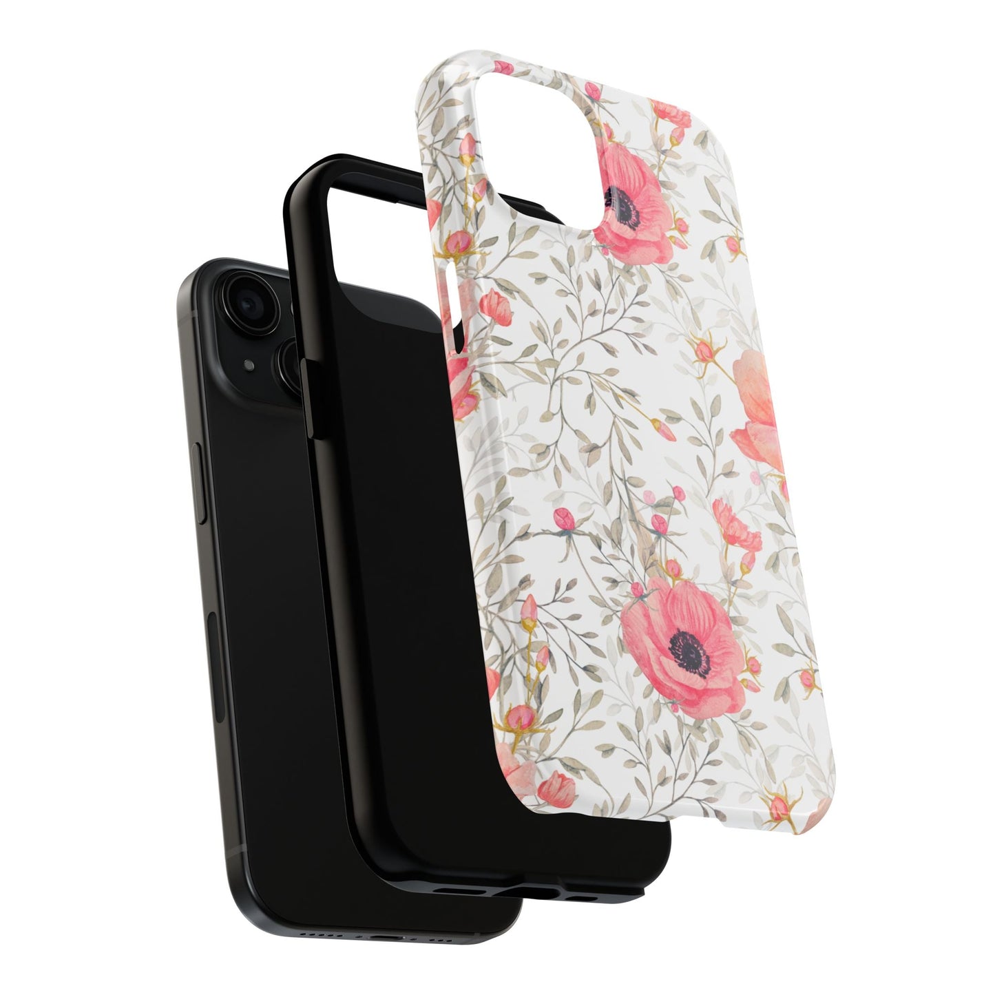Pink Floral Watercolor iPhone Case – Feminine Poppy Blossom Design - BOGO Cases