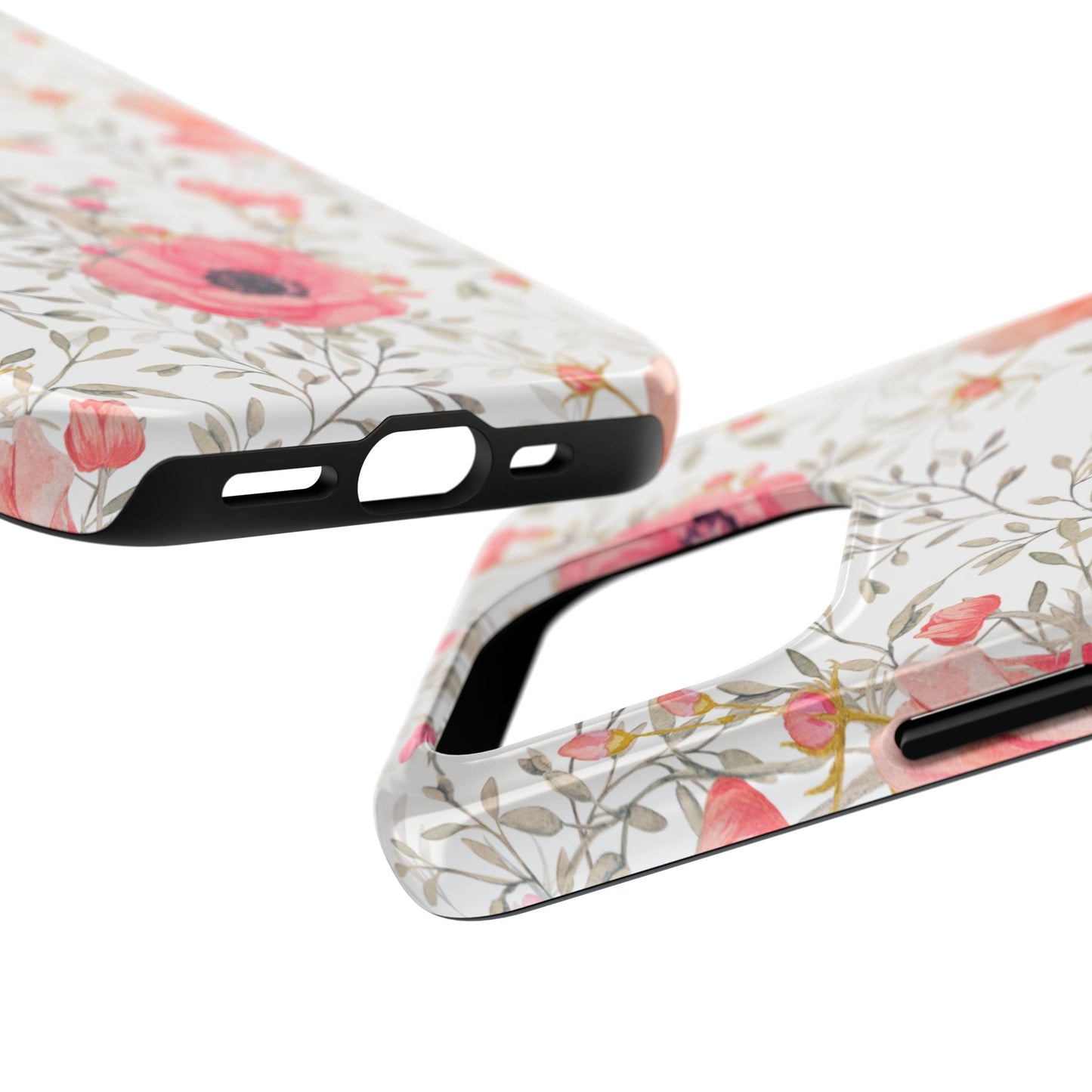 Pink Floral Watercolor iPhone Case – Feminine Poppy Blossom Design - BOGO Cases