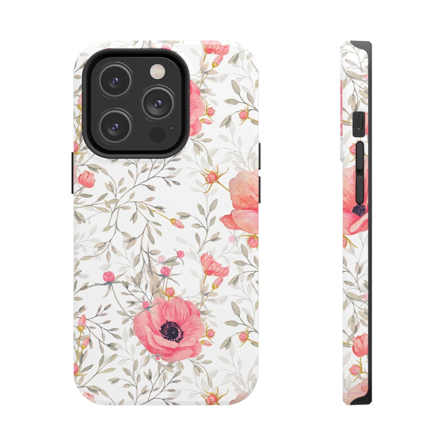 Pink Floral Watercolor iPhone Case – Feminine Poppy Blossom Design - BOGO Cases