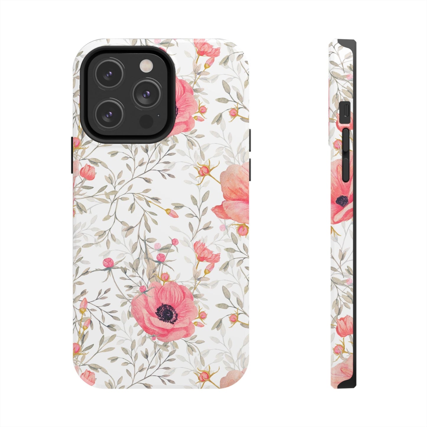 Pink Floral Watercolor iPhone Case – Feminine Poppy Blossom Design - BOGO Cases
