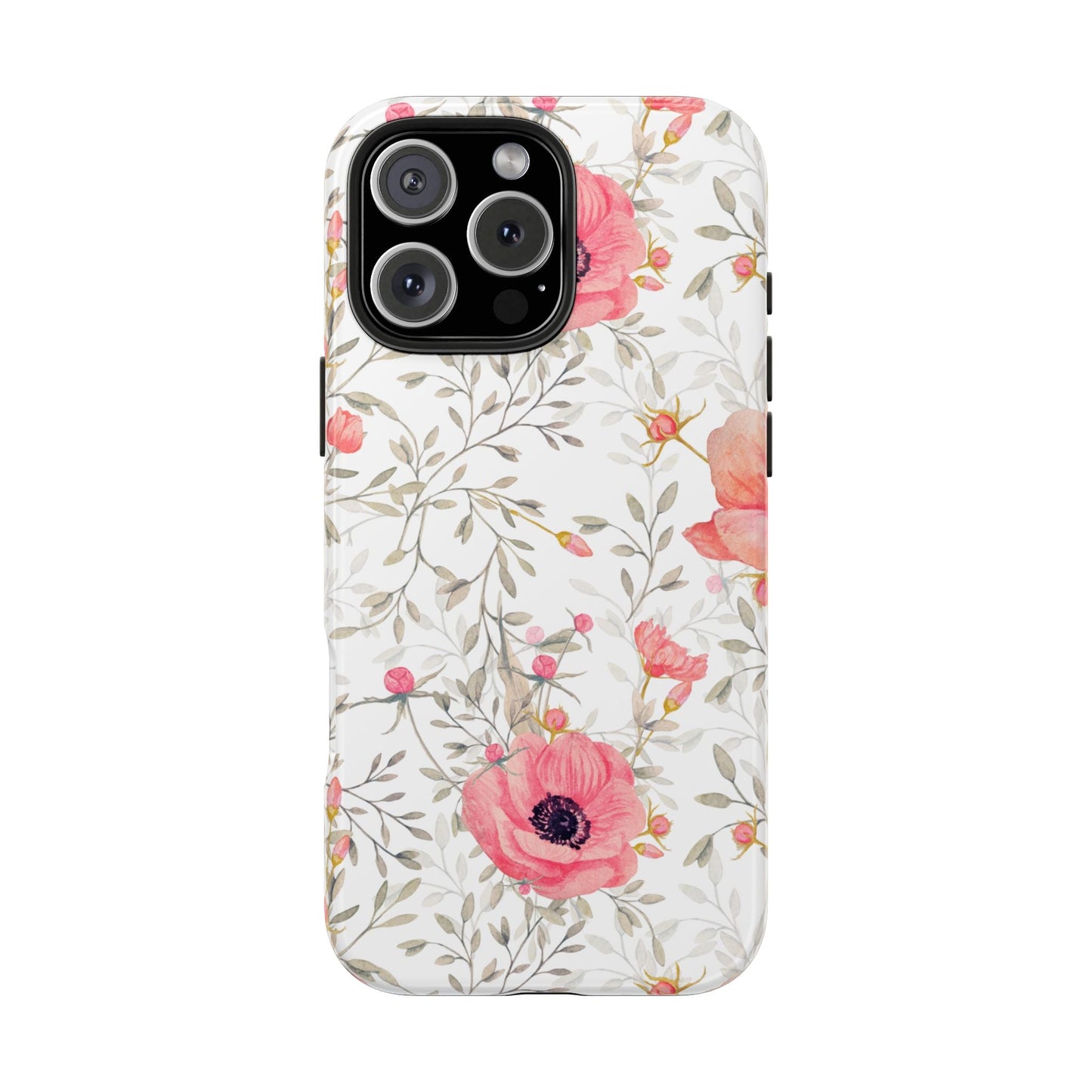 Pink Floral Watercolor iPhone Case – Feminine Poppy Blossom Design - BOGO Cases