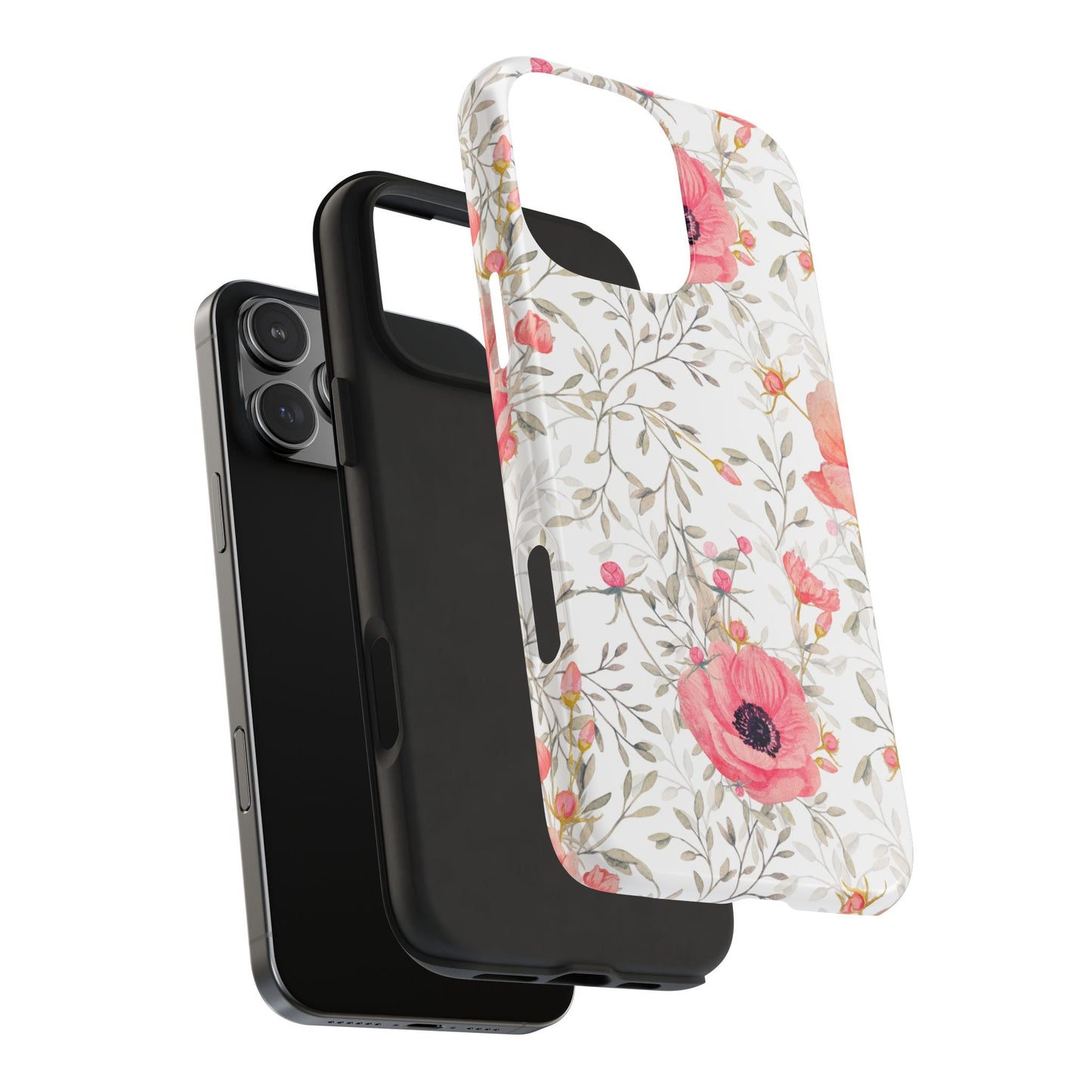 Pink Floral Watercolor iPhone Case – Feminine Poppy Blossom Design - BOGO Cases