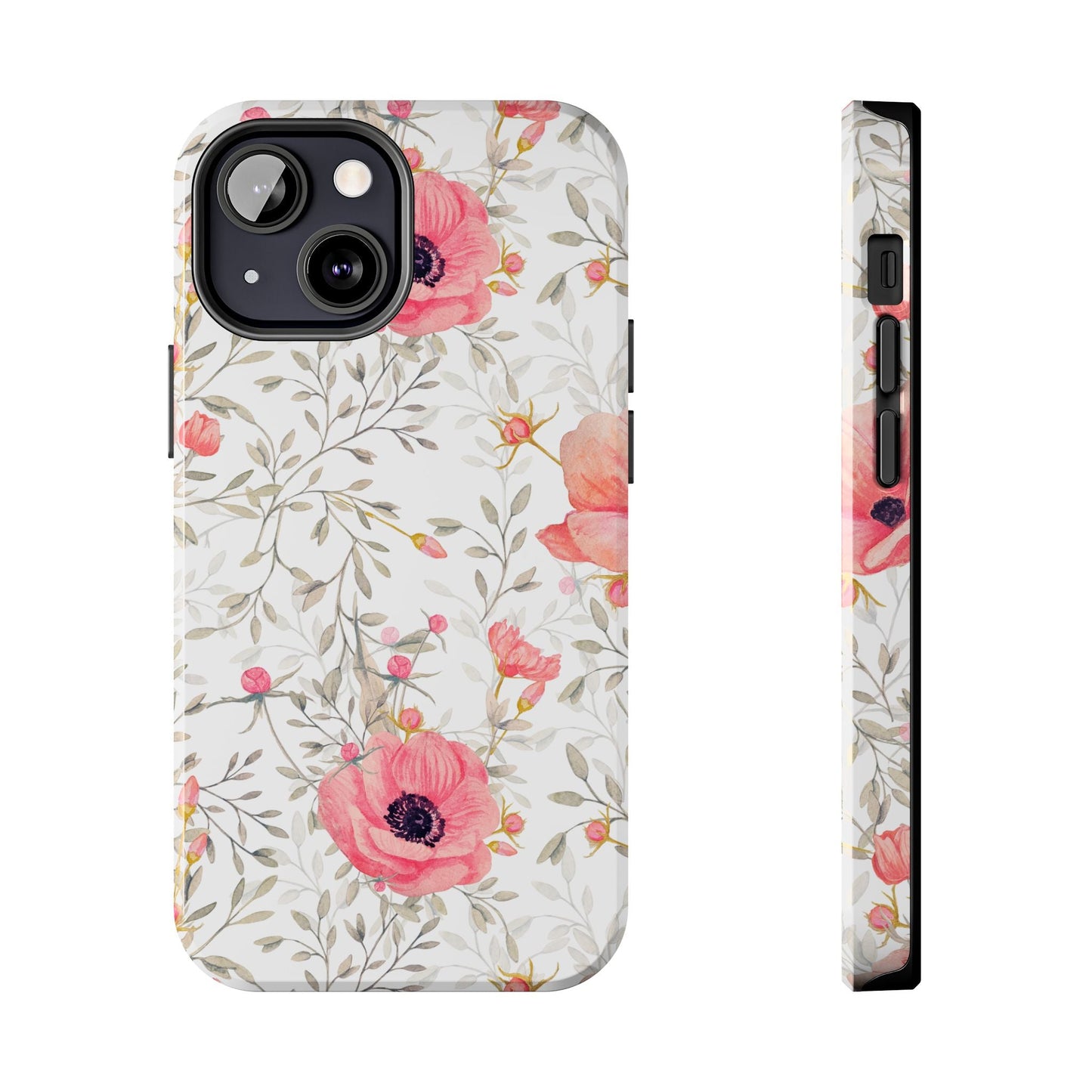 Pink Floral Watercolor iPhone Case – Feminine Poppy Blossom Design - BOGO Cases