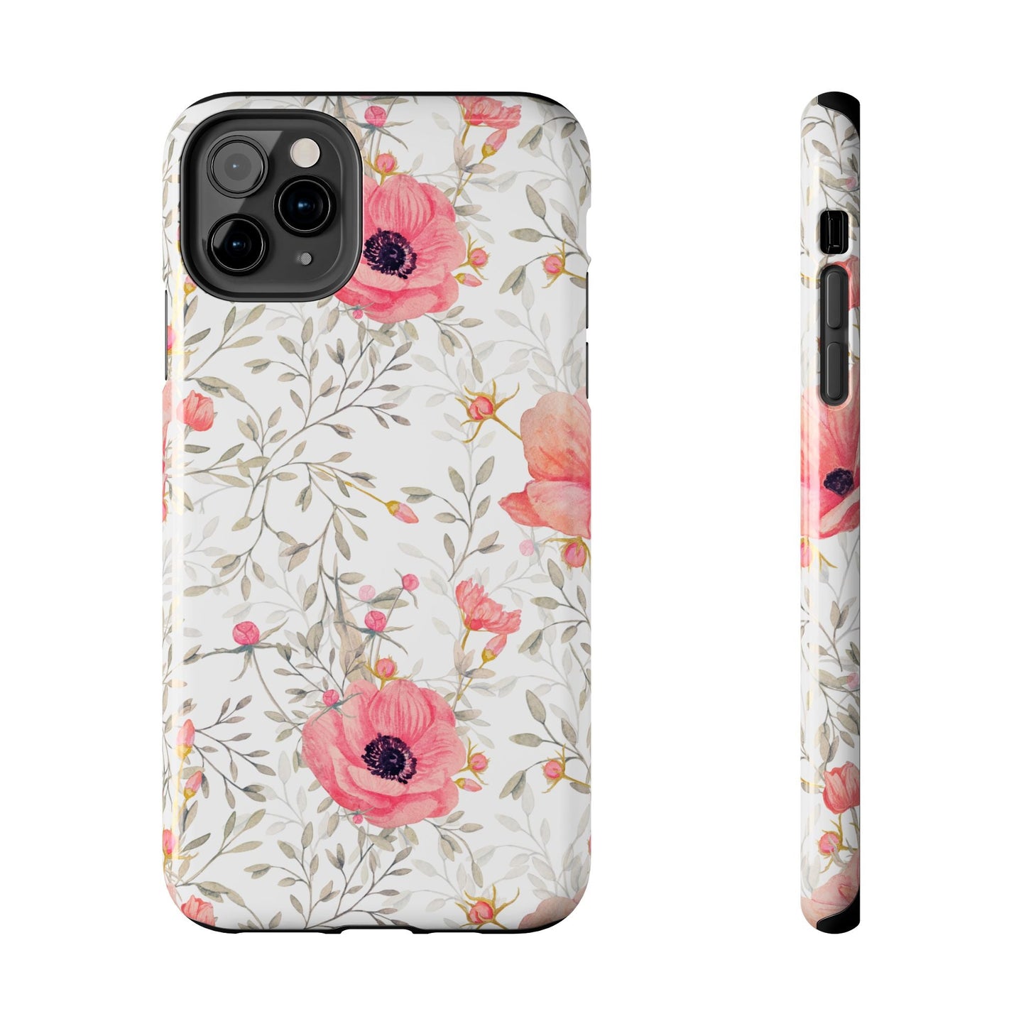 Pink Floral Watercolor iPhone Case – Feminine Poppy Blossom Design - BOGO Cases