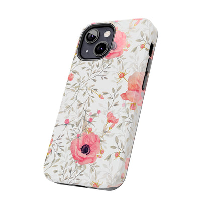 Pink Floral Watercolor iPhone Case – Feminine Poppy Blossom Design - BOGO Cases