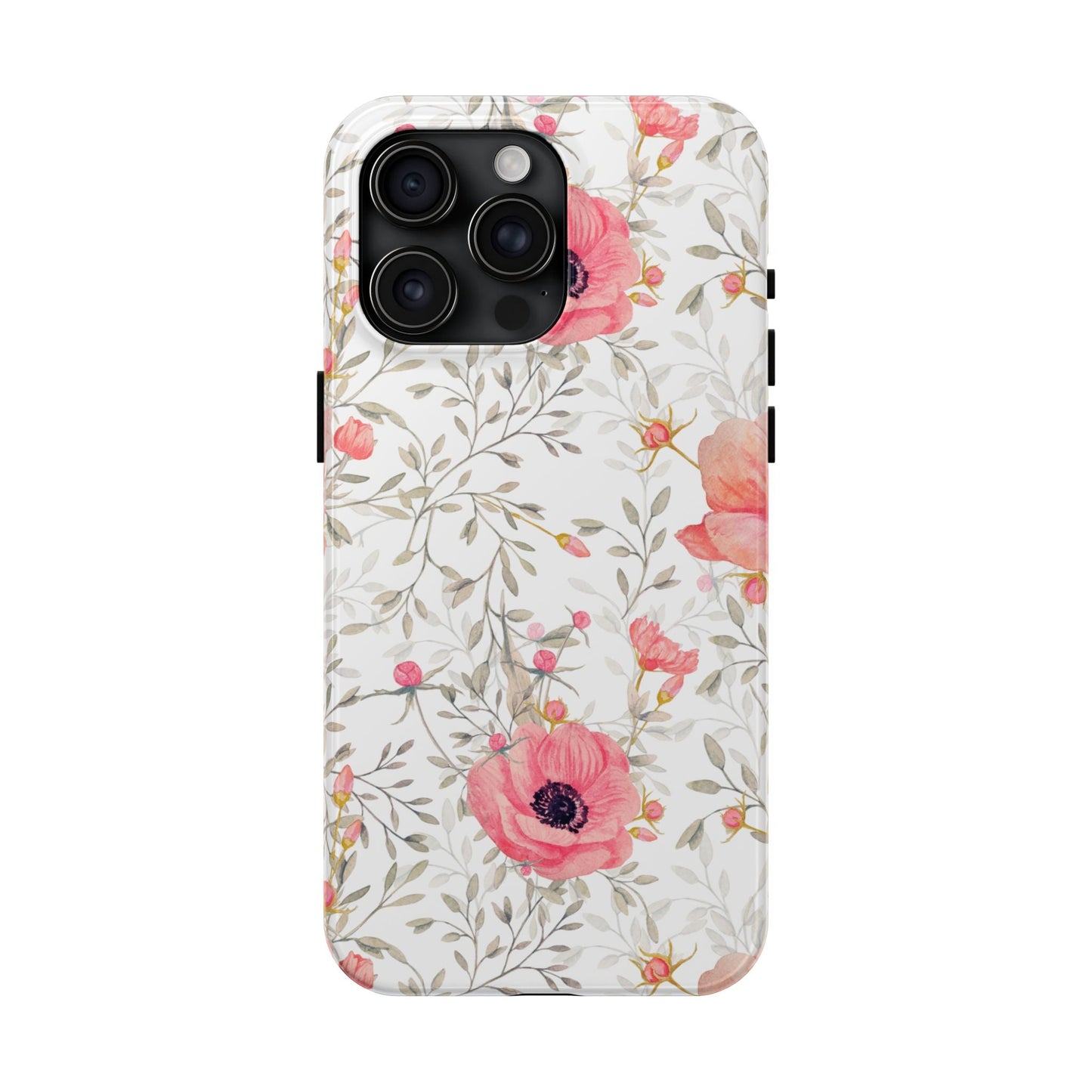 Pink Floral Watercolor iPhone Case – Feminine Poppy Blossom Design - BOGO Cases