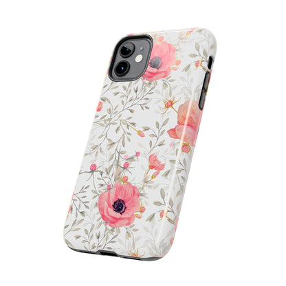 Pink Floral Watercolor iPhone Case – Feminine Poppy Blossom Design - BOGO Cases
