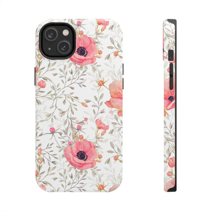 Pink Floral Watercolor iPhone Case – Feminine Poppy Blossom Design - BOGO Cases
