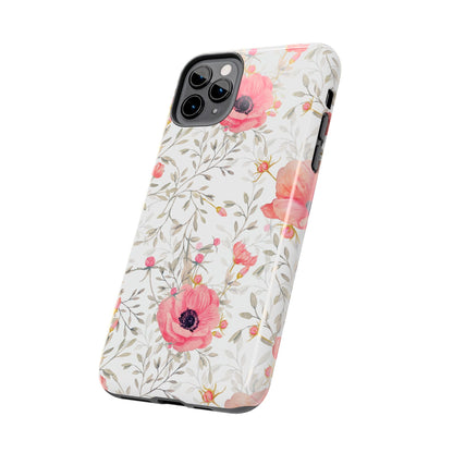 Pink Floral Watercolor iPhone Case – Feminine Poppy Blossom Design - BOGO Cases