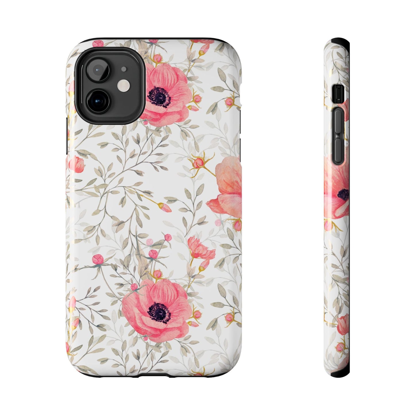 Pink Floral Watercolor iPhone Case – Feminine Poppy Blossom Design - BOGO Cases