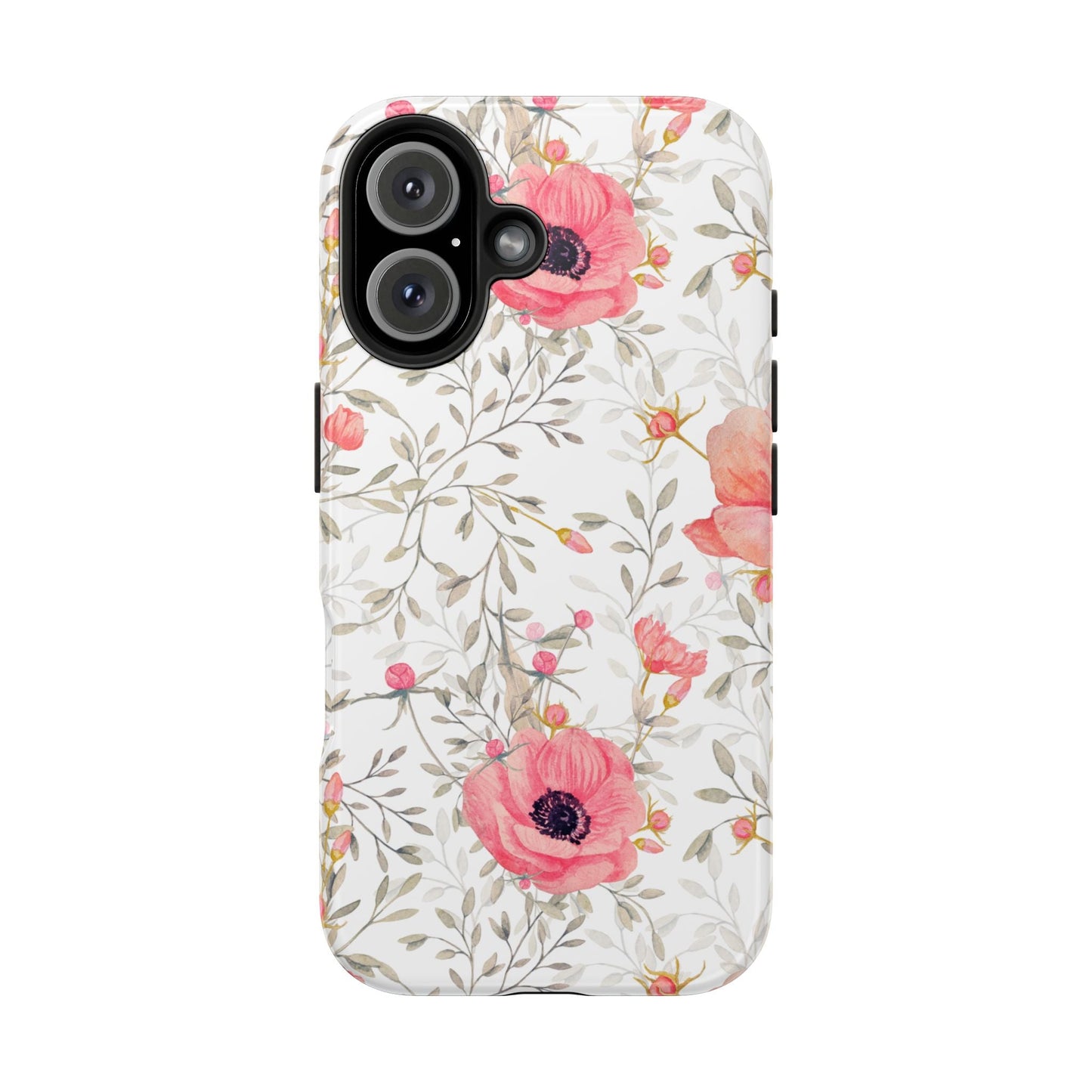 Pink Floral Watercolor iPhone Case – Feminine Poppy Blossom Design - BOGO Cases