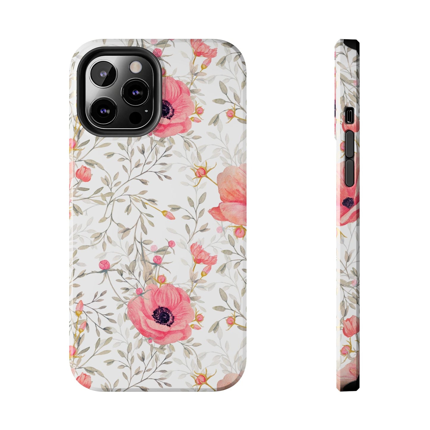 Pink Floral Watercolor iPhone Case – Feminine Poppy Blossom Design - BOGO Cases