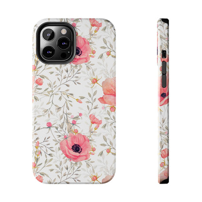Pink Floral Watercolor iPhone Case – Feminine Poppy Blossom Design - BOGO Cases
