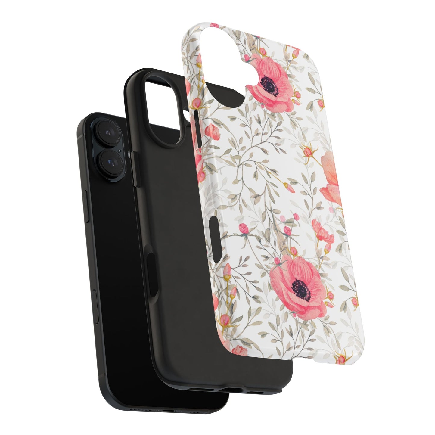 Pink Floral Watercolor iPhone Case – Feminine Poppy Blossom Design - BOGO Cases