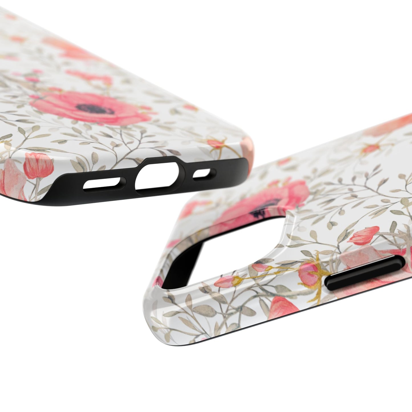 Pink Floral Watercolor iPhone Case – Feminine Poppy Blossom Design - BOGO Cases