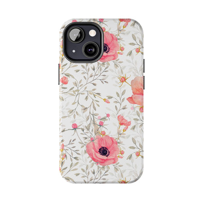 Pink Floral Watercolor iPhone Case – Feminine Poppy Blossom Design - BOGO Cases