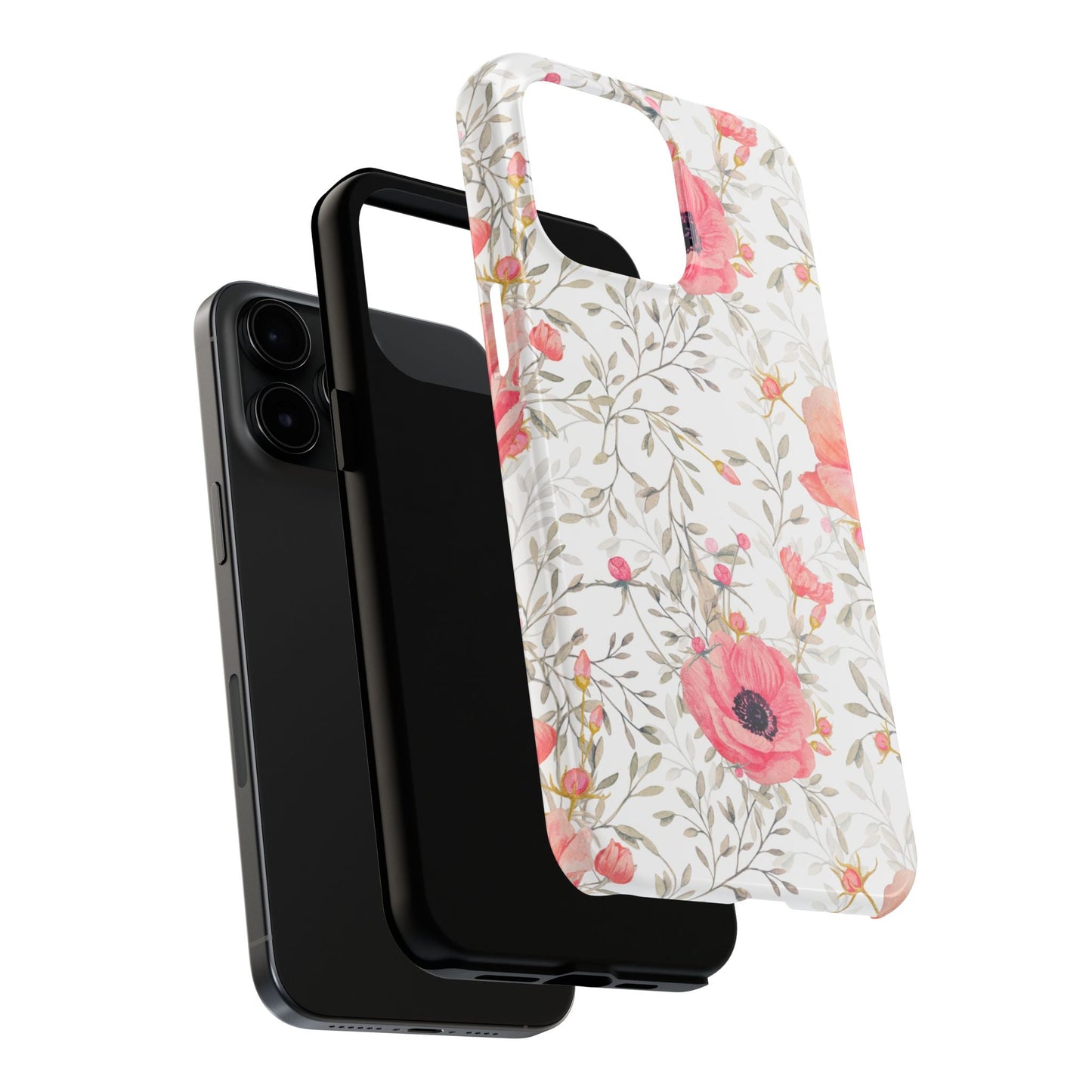 Pink Floral Watercolor iPhone Case – Feminine Poppy Blossom Design - BOGO Cases