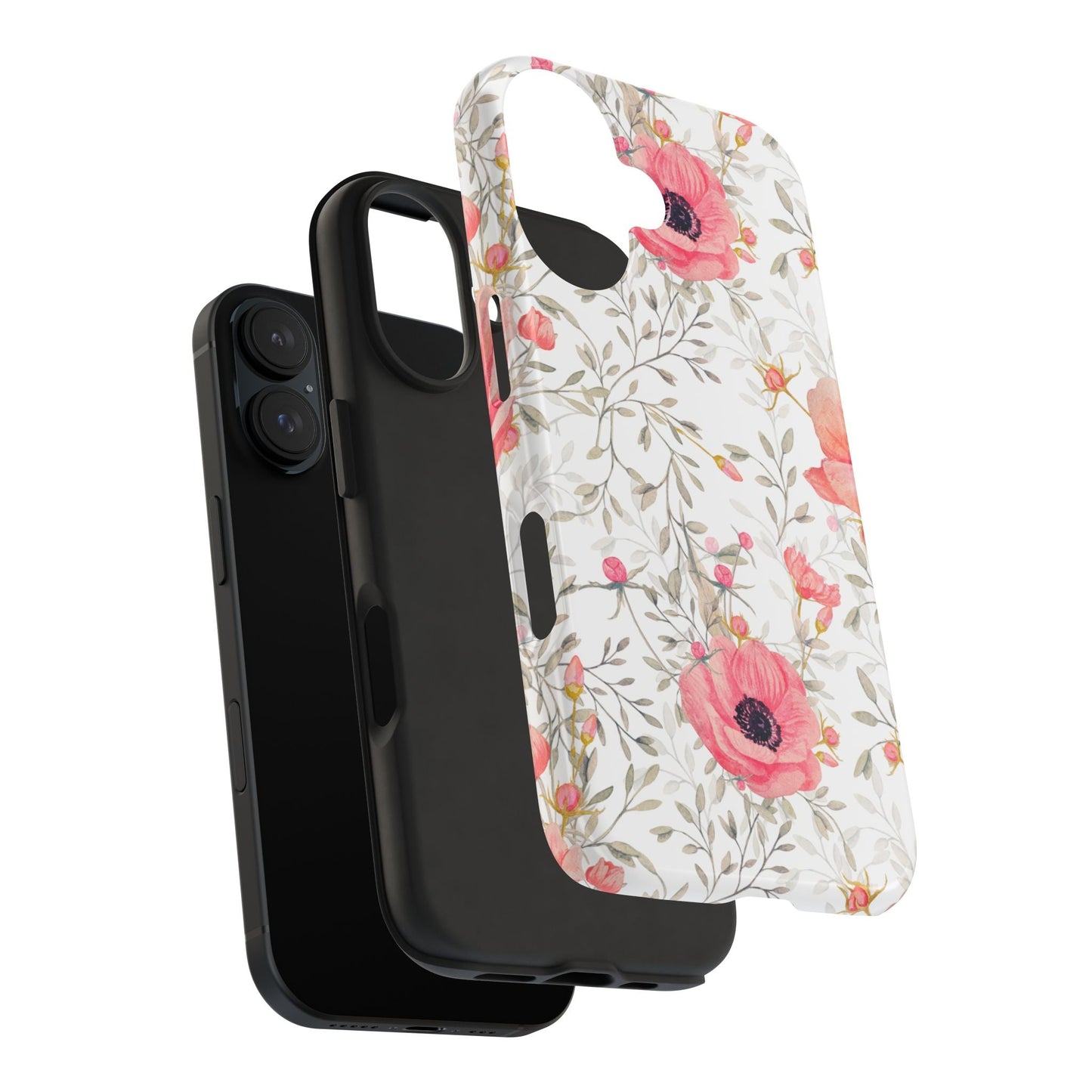 Pink Floral Watercolor iPhone Case – Feminine Poppy Blossom Design - BOGO Cases