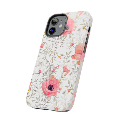 Pink Floral Watercolor iPhone Case – Feminine Poppy Blossom Design - BOGO Cases