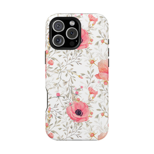 Pink Floral Watercolor MagSafe iPhone Case – Elegant Blossom Design with Magnetic Compatibility - BOGO Cases