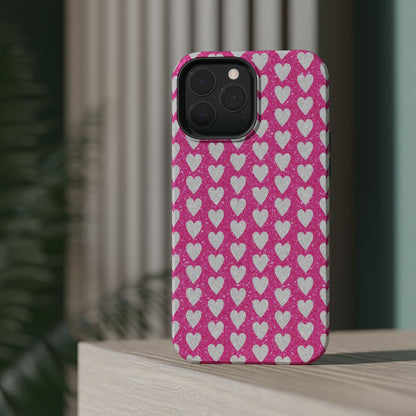 Pink Glitter Heart Pattern MagSafe Case - BOGO Cases