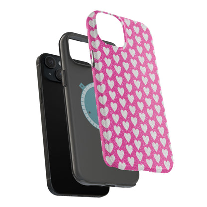 Pink Glitter Heart Pattern MagSafe Case - BOGO Cases