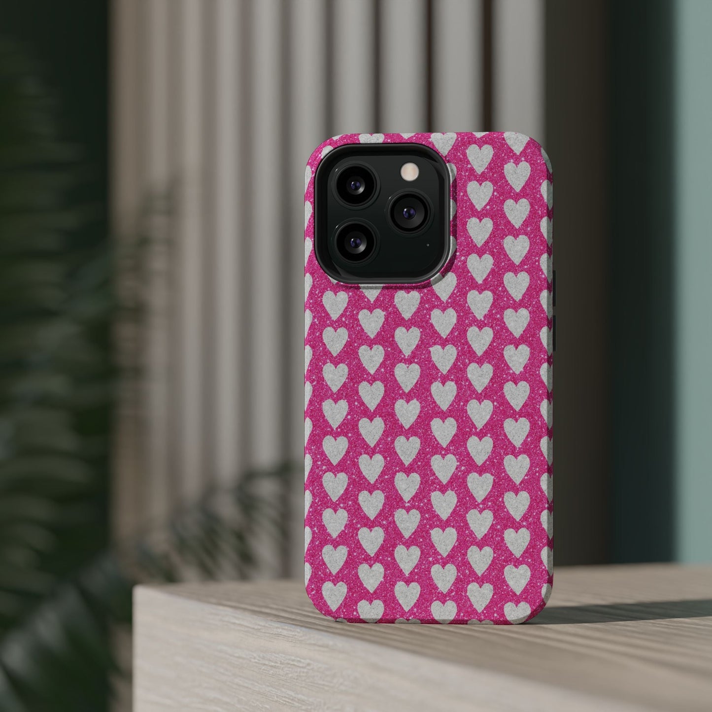 Pink Glitter Heart Pattern MagSafe Case - BOGO Cases