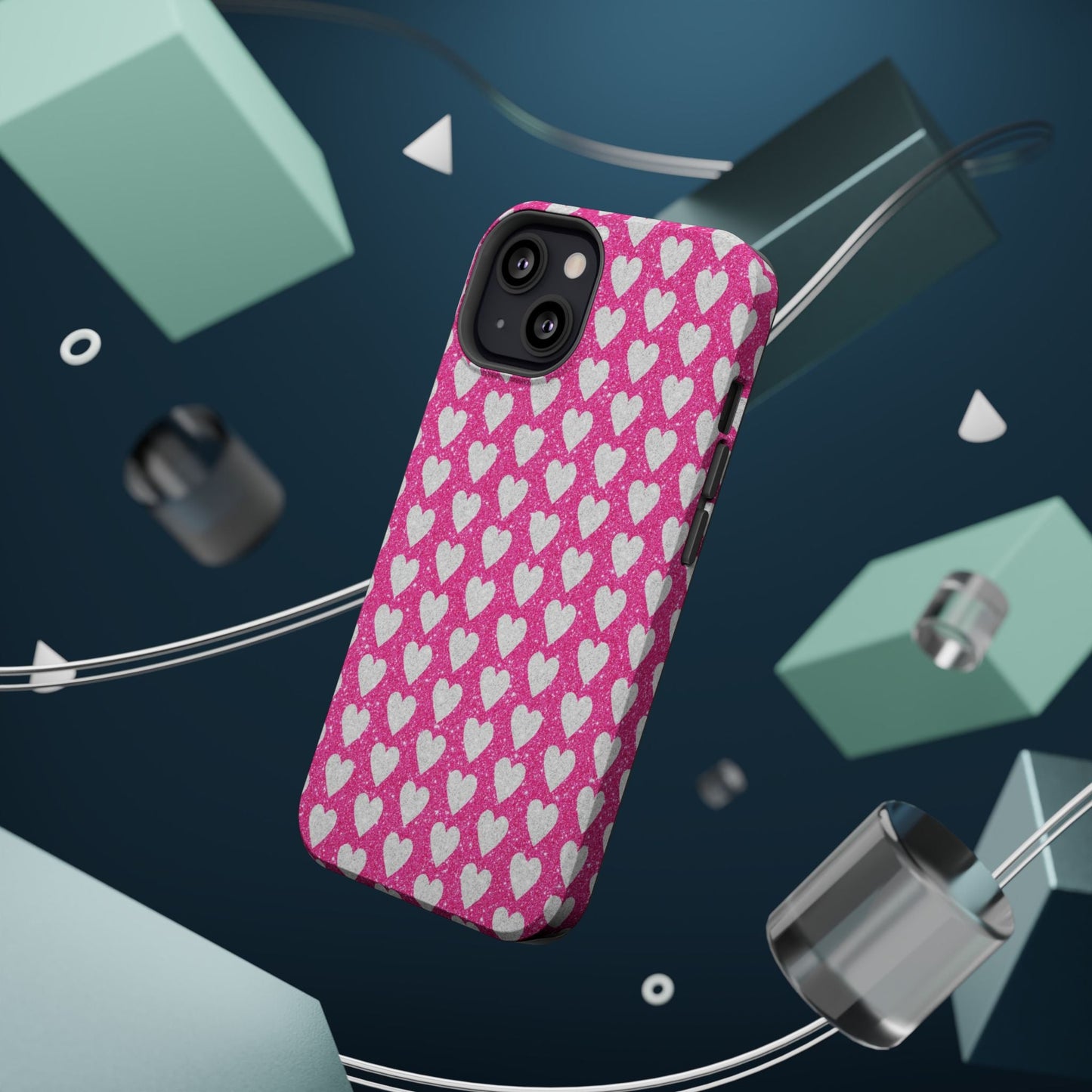 Pink Glitter Heart Pattern MagSafe Case - BOGO Cases