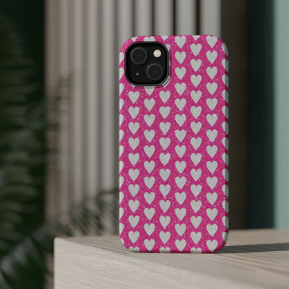 Pink Glitter Heart Pattern MagSafe Case - BOGO Cases