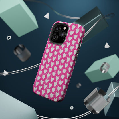 Pink Glitter Heart Pattern MagSafe Case - BOGO Cases