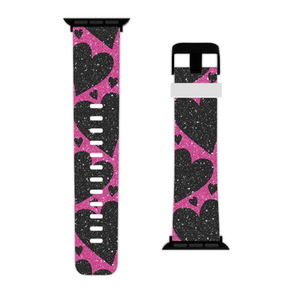 Pink Glitter Hearts Apple Watch Band - BOGO Cases