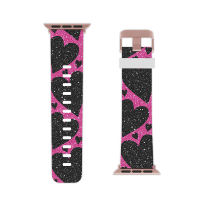 Pink Glitter Hearts Apple Watch Band - BOGO Cases