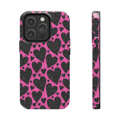 Pink Glitter Hearts iPhone Case - BOGO Cases