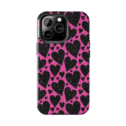 Pink Glitter Hearts iPhone Case - BOGO Cases