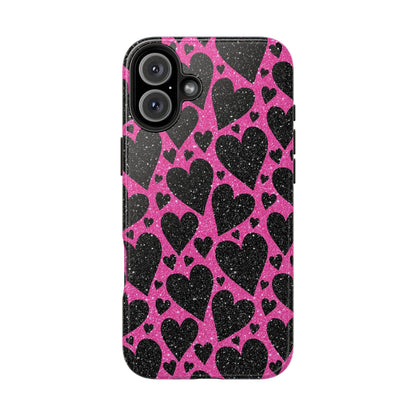 Pink Glitter Hearts iPhone Case - BOGO Cases