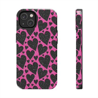Pink Glitter Hearts iPhone Case - BOGO Cases