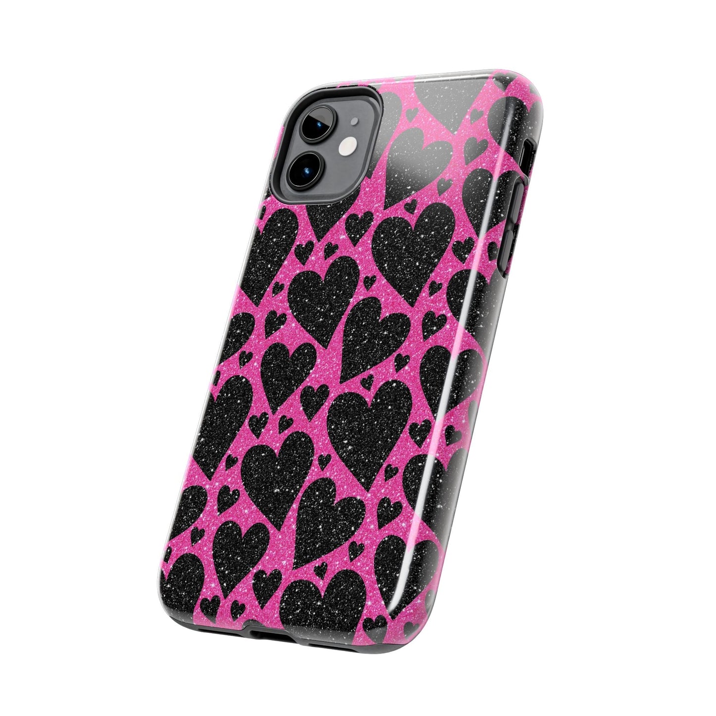 Pink Glitter Hearts iPhone Case - BOGO Cases