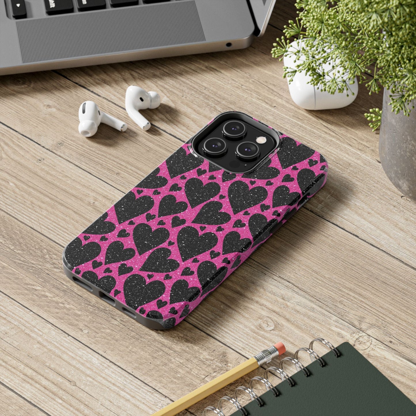 Pink Glitter Hearts iPhone Case - BOGO Cases