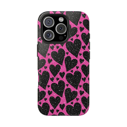 Pink Glitter Hearts iPhone Case - BOGO Cases