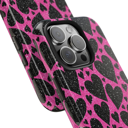 Pink Glitter Hearts iPhone Case - BOGO Cases