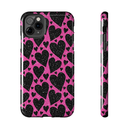 Pink Glitter Hearts iPhone Case - BOGO Cases