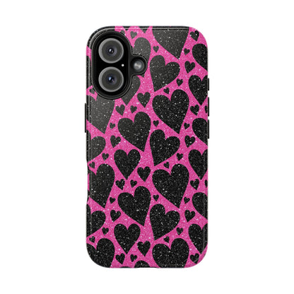 Pink Glitter Hearts iPhone Case - BOGO Cases