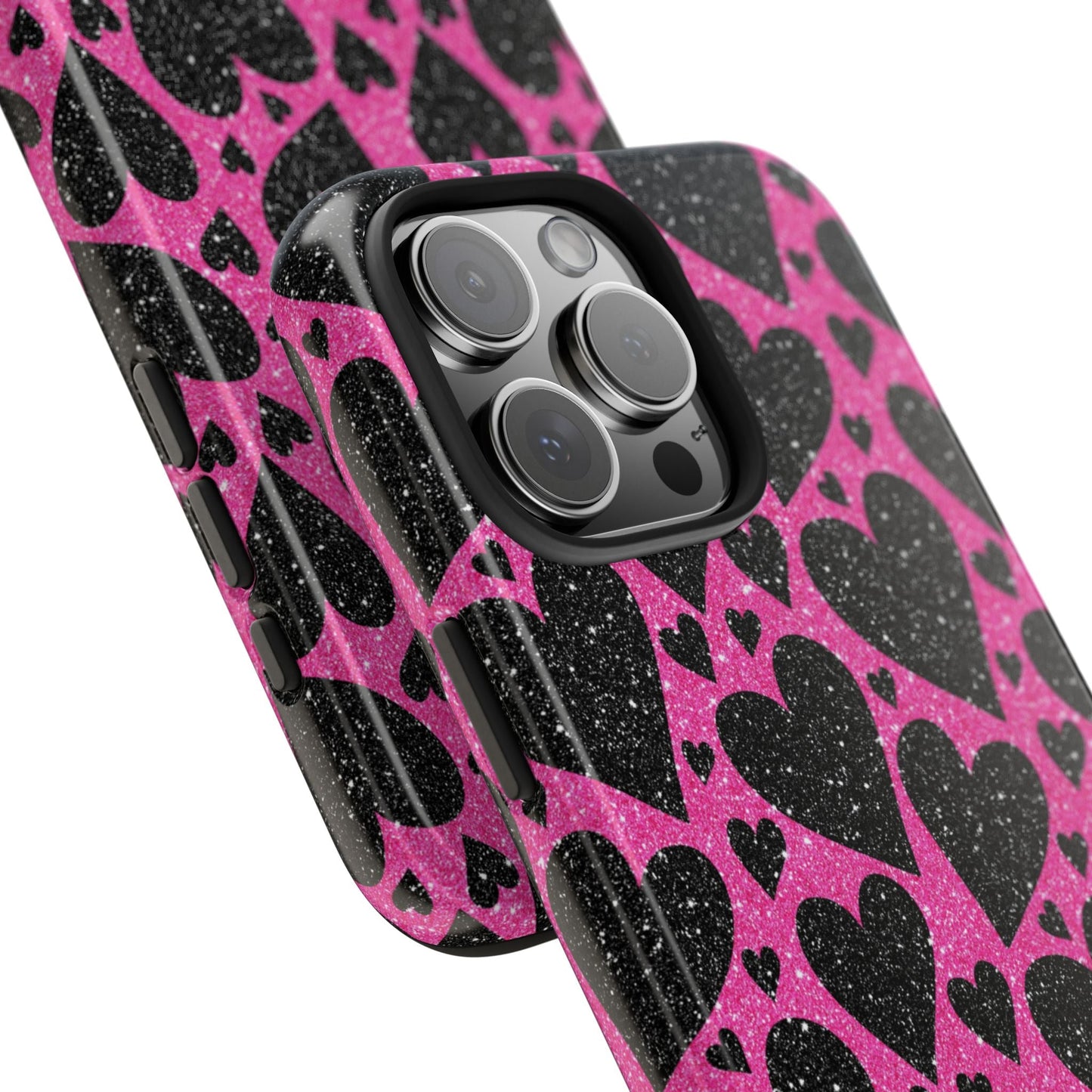 Pink Glitter Hearts iPhone Case - BOGO Cases