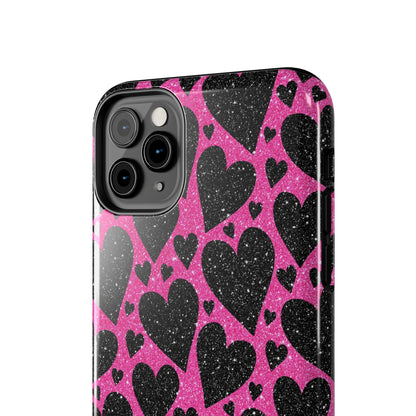Pink Glitter Hearts iPhone Case - BOGO Cases