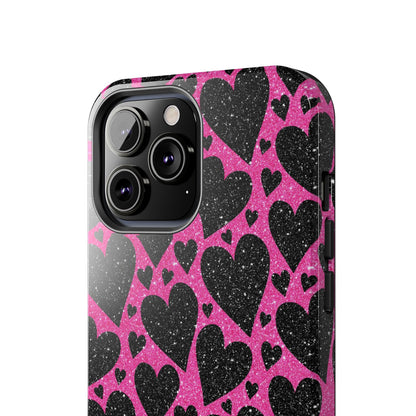 Pink Glitter Hearts iPhone Case - BOGO Cases